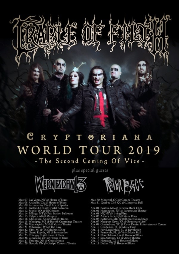 CRADLE OF FILTH Kicks Off Second Leg of North American “Cryptoriana